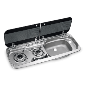 New - Dometic MO9222 Right Hand Sink With Glass Lid Gas Shut Off
