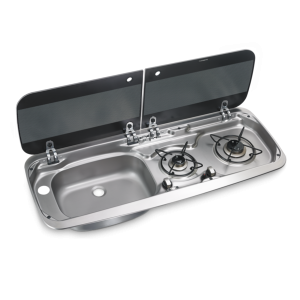 New - Dometic MO9222 Left Hand Sink With Glass Lid Gas Shut Off
