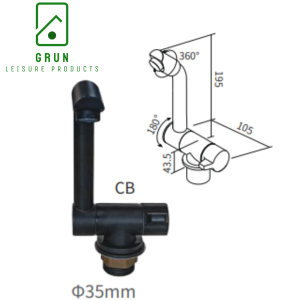 Matt Black Folding, Rotating H&C Tap Grun Leisure GRS001CB
