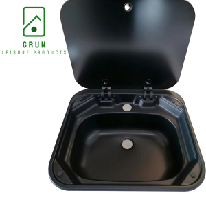 Black Rectangular Stainless Steel Sink With Glass Lid - GR586BK